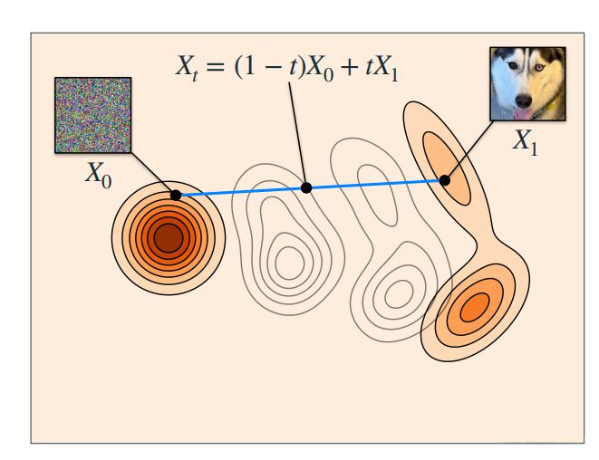 Flow Matching 变量定义示意图